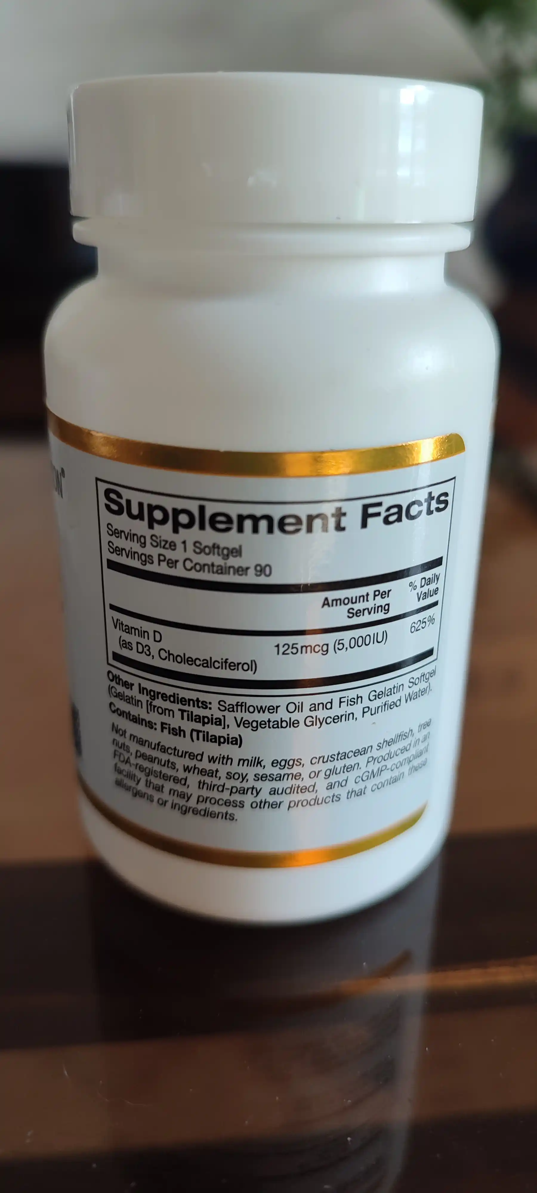 Витамин D3 Д3 California Gold Nutrition 125 мкг 5000 (IU) МЕ, 90 капсул