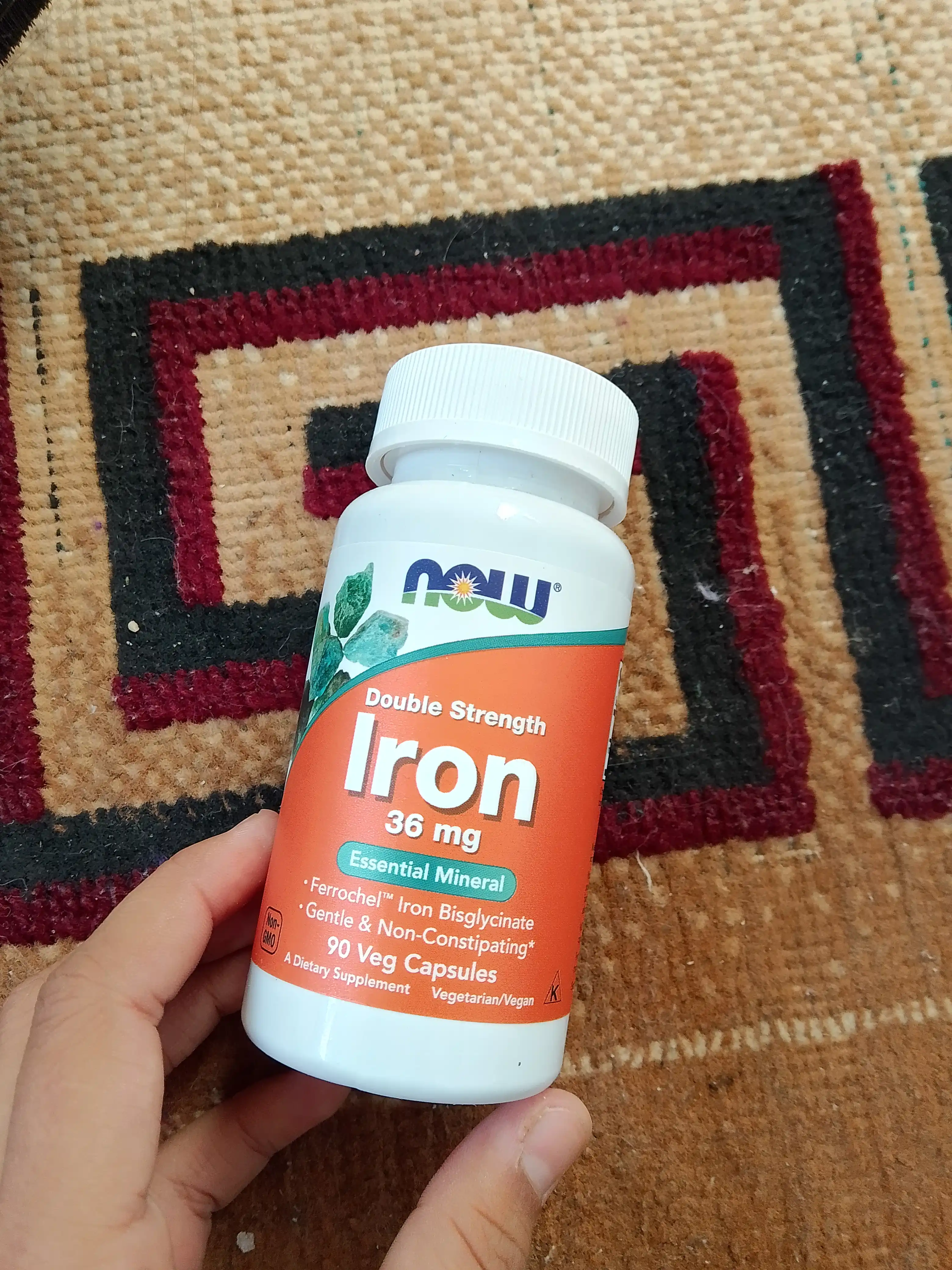 Now Foods Iron temir 36 mg, 90 ta energiya va sog'liqni saqlash kapsulalari, Halol