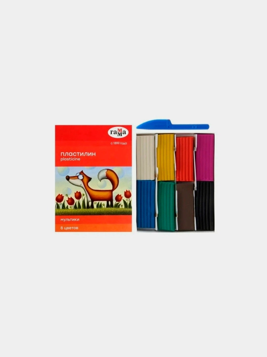Gamma plastilin "Multiklar", 08 rang, 160g, stik bilan, karton - 