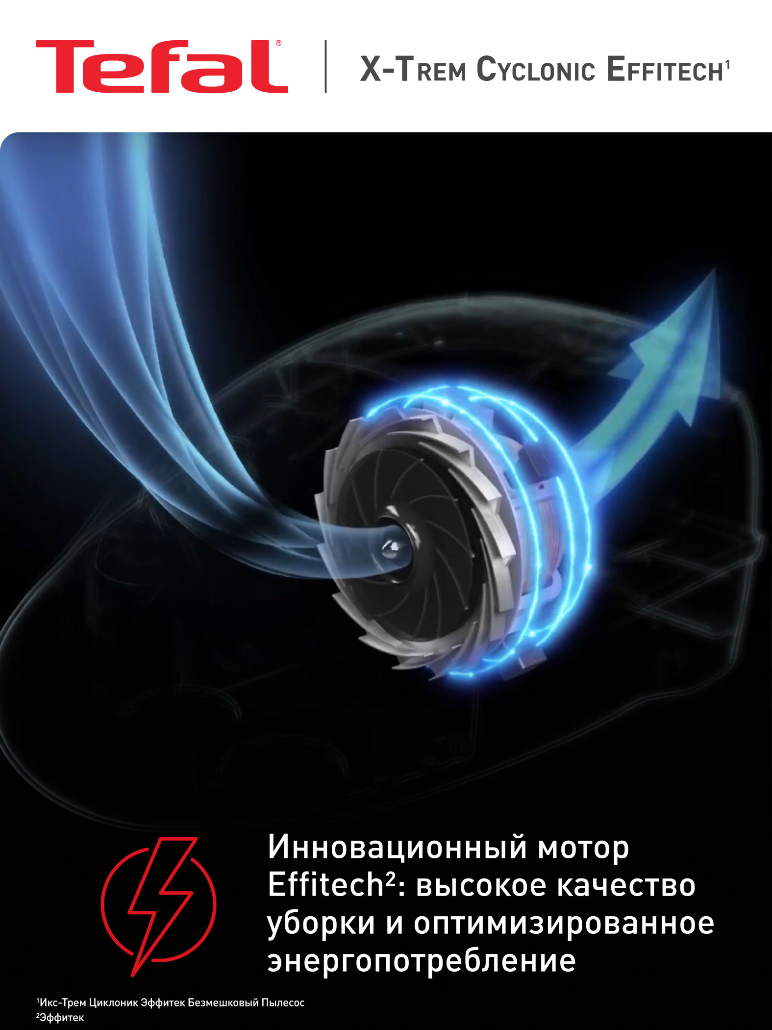 Пылесос с контейнером для пыли Tefal X-Trem Cyclonic Effitech TW7C89EA