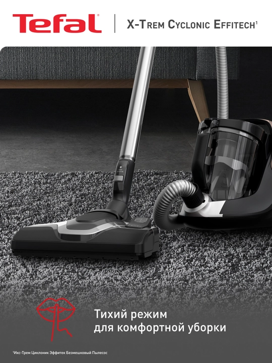 Пылесос с контейнером для пыли Tefal X-Trem Cyclonic Effitech TW7C89EA