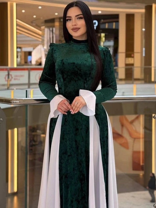 Ayollar ko‘ylagi, kechki, gulli, maksi, fransuz baxmali, qizlar ko'ylagi, hijobli, shein