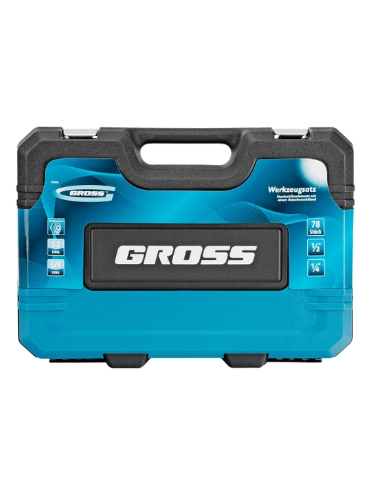 Набор инструментов GROSS, 1/4, 1/2, CrV, 120 зубьев, 78 предметов, 14148