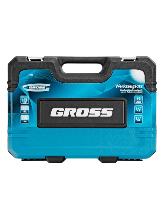 Набор инструментов GROSS, 1/4", 1/2", CrV, 120 зубьев, 76 предметов, 14156