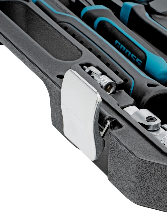 Набор инструментов GROSS, 1/4", 1/2", CrV, 120 зубьев, 76 предметов, 14156