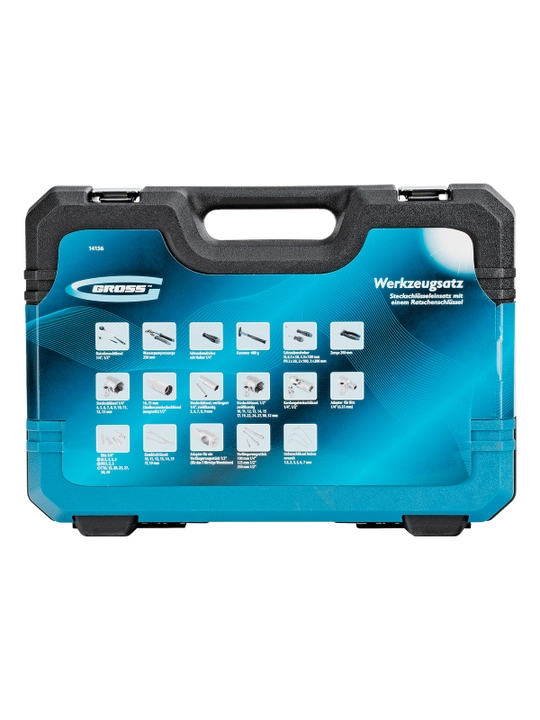 Набор инструментов GROSS, 1/4", 1/2", CrV, 120 зубьев, 76 предметов, 14156
