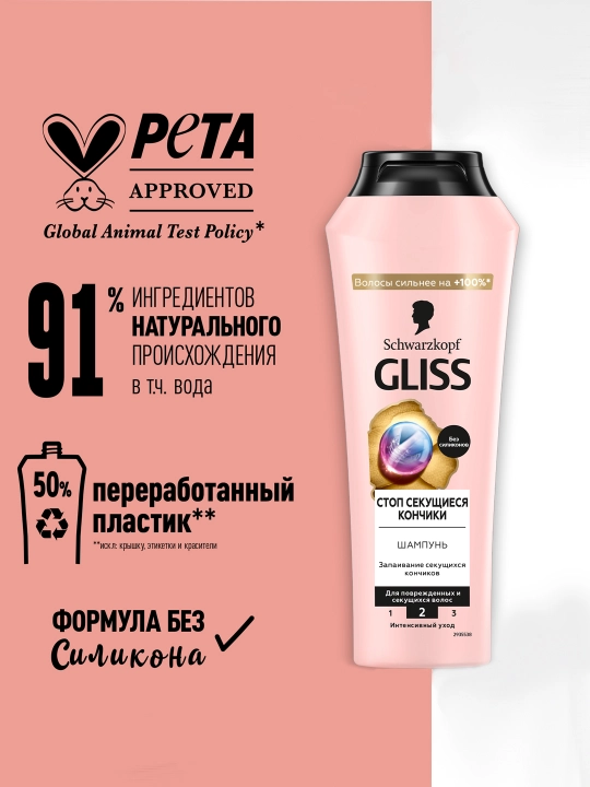Shampun Gliss Kur Split Hair Miracle, ajratilgan uchlari uchun, 400 ml - 