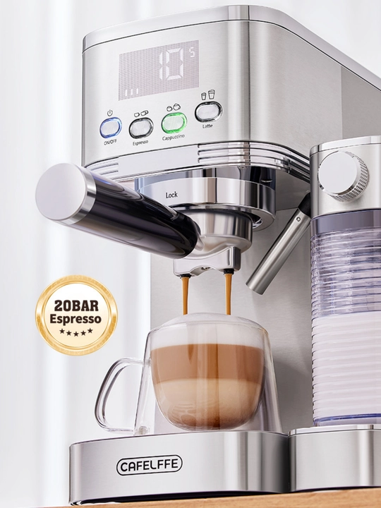 Avtomatik qahva mashinasi Cafelffe, 20 BAR bosim, 1.3 litr sig‘im, kapuchinatorli
