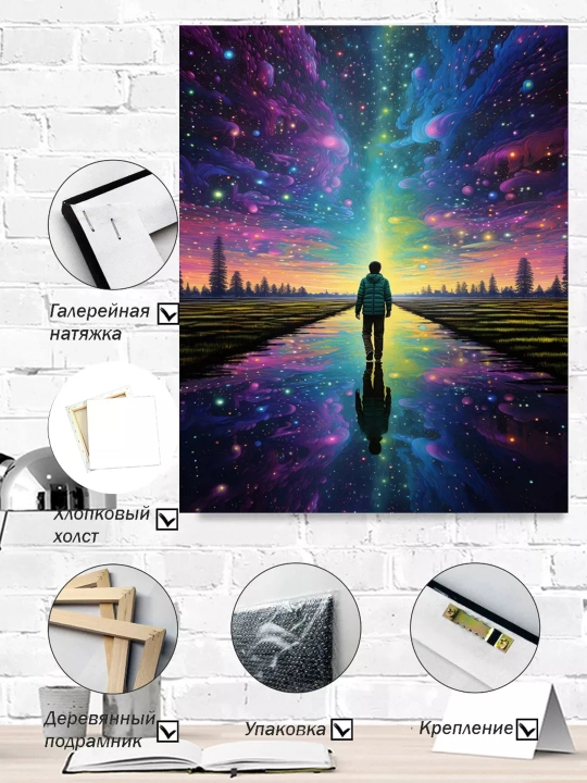 Interyer rasm ARTERY, holstga bosilgan kartina, yog‘och podramnikli poster, 40 × 50 sm