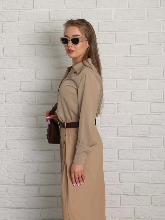 Suniy ipakdan oversize bluzka, yelkasi tushirilgan, S-L