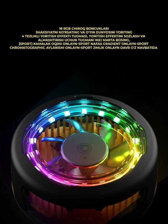 Telefon sovutgichi kuleri Black Shark Fan Cooler 3 Pro, 4 Pro RGB Lights -15°C