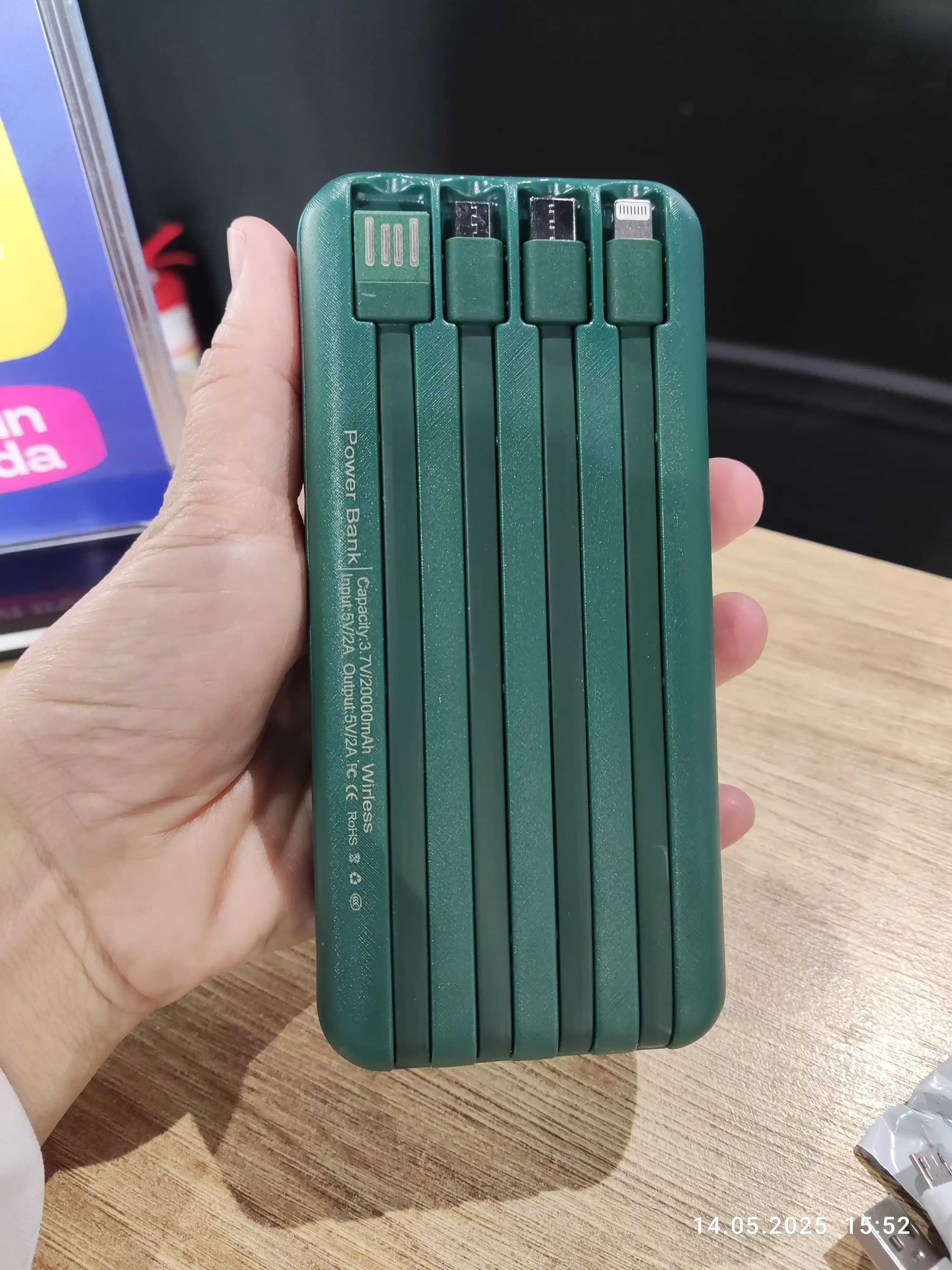 Повербанк 10000 мА/ч, 20000 мА/ч, 30000 мА/ч, Power Bank, 5 в 1 с кабелем,