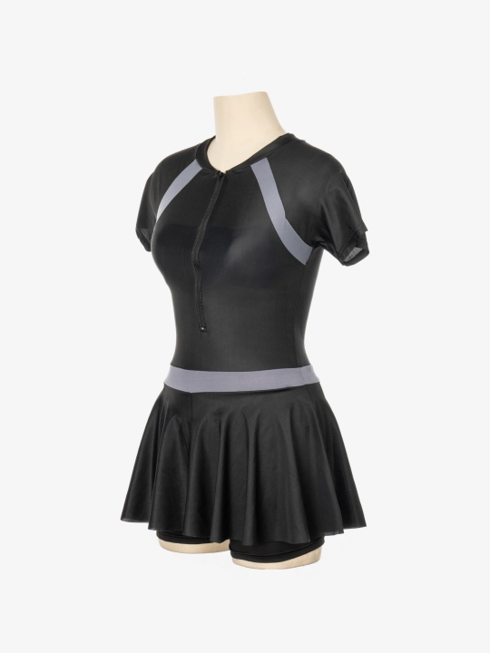 Ayollar uchun bir qismli suzish kostyumi, qora, pushti