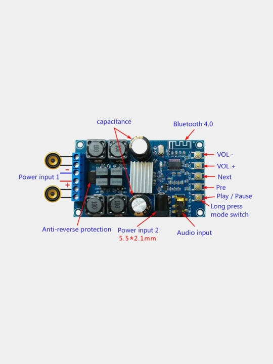 TPA3116 — 2 kanalli raqamli Bluetooth audio kuchaytirgich, 2×50 Vt, Bluetooth 4.0