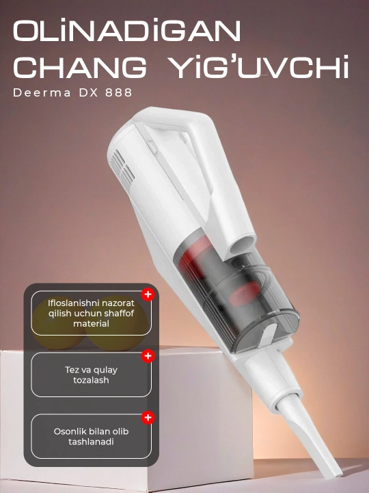 Vertikal qo'l changyutgich Xiaomi Deerma DX, simli, to'plamda nasadkalar bilan, kuchli