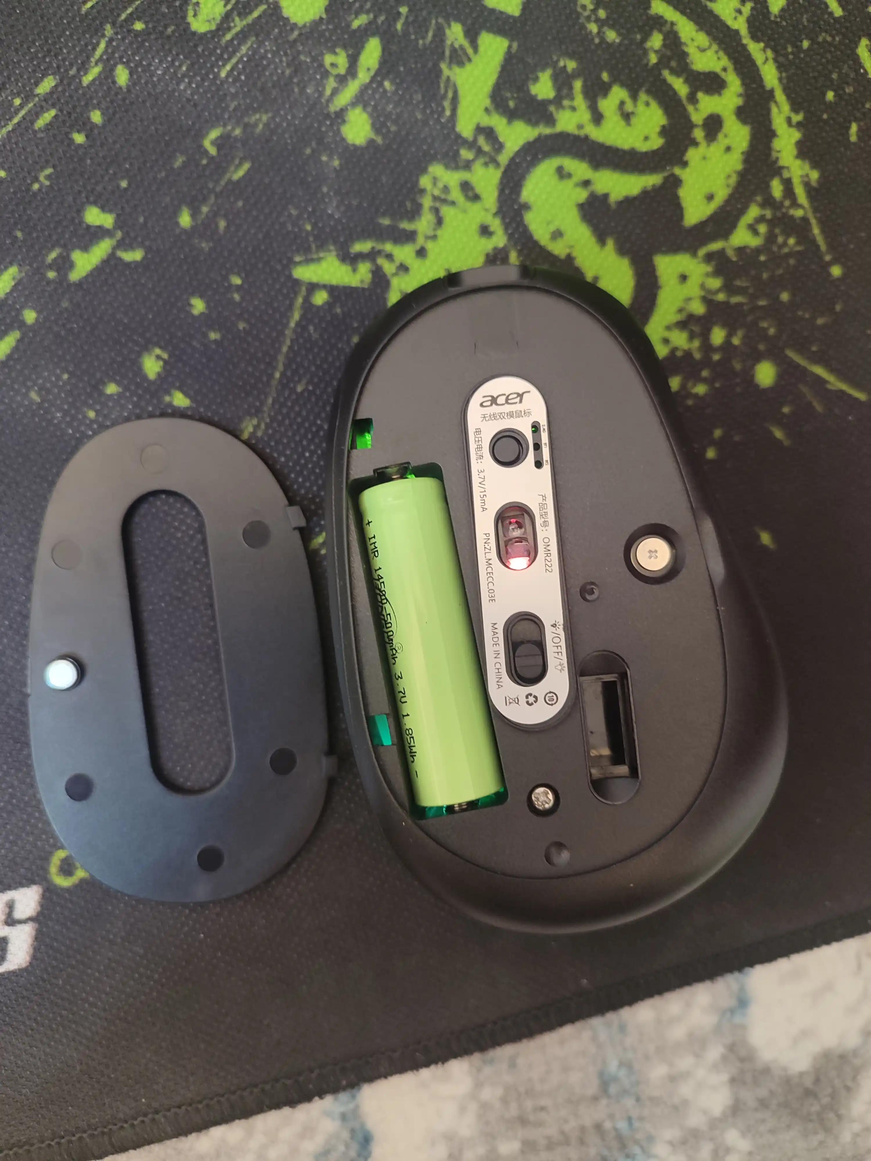 Simsiz kompyuter mini-sichqonchasi ACER, 2 rejim Bluetooth +2.4G, RGB orqa yorug'lik bilan