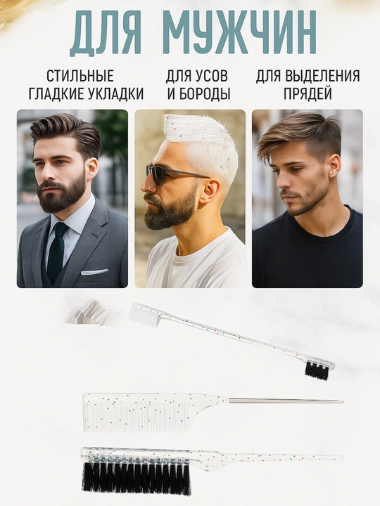 Расчески для укладки и причесок, черные и розовые, 3в1