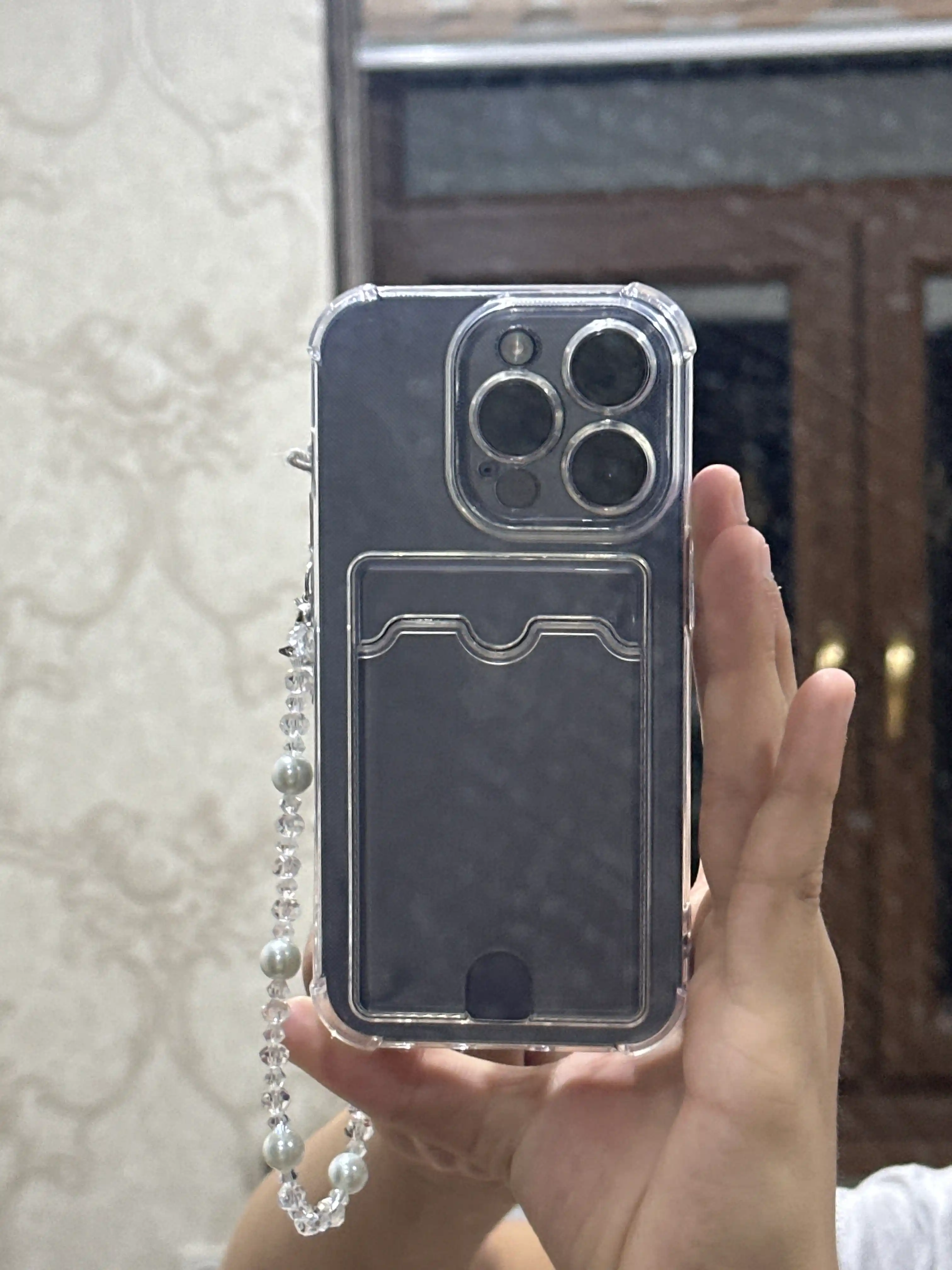 Чехол с карманом для карт, iPhone 6, 7, 8, SE, XS, 11, 12, 13, 14, 15 Pro, Max прозрачный