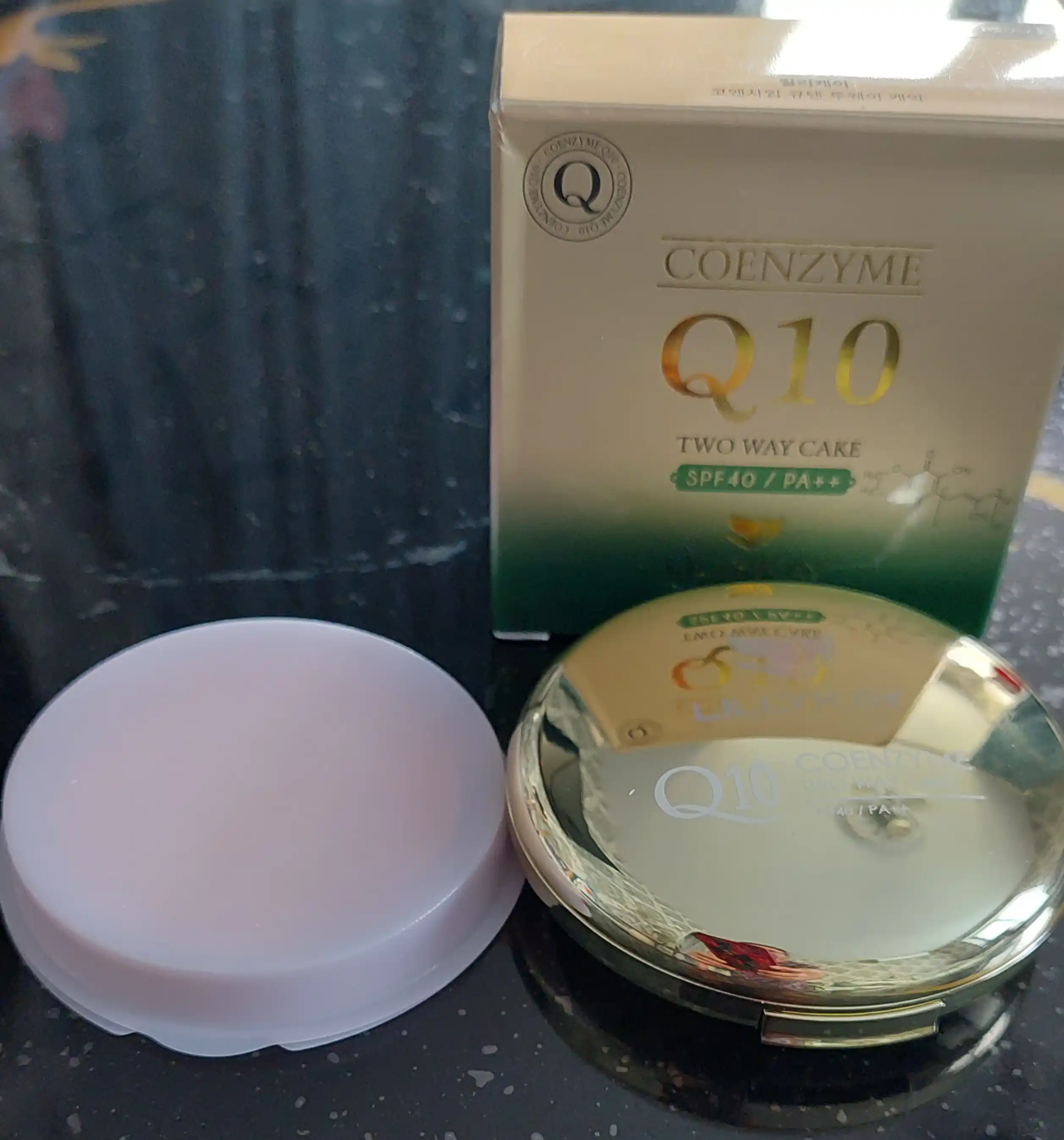 Пудра для лица 1+1, компактная пудра LillyKay Coenzyme Q10 Two Way Cake SPF, Корея