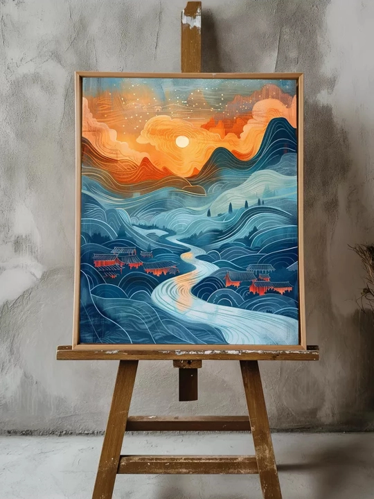 Interyer rasm ARTERY, holstga bosilgan kartina, yog‘och podramnikli poster, 40 × 50 sm