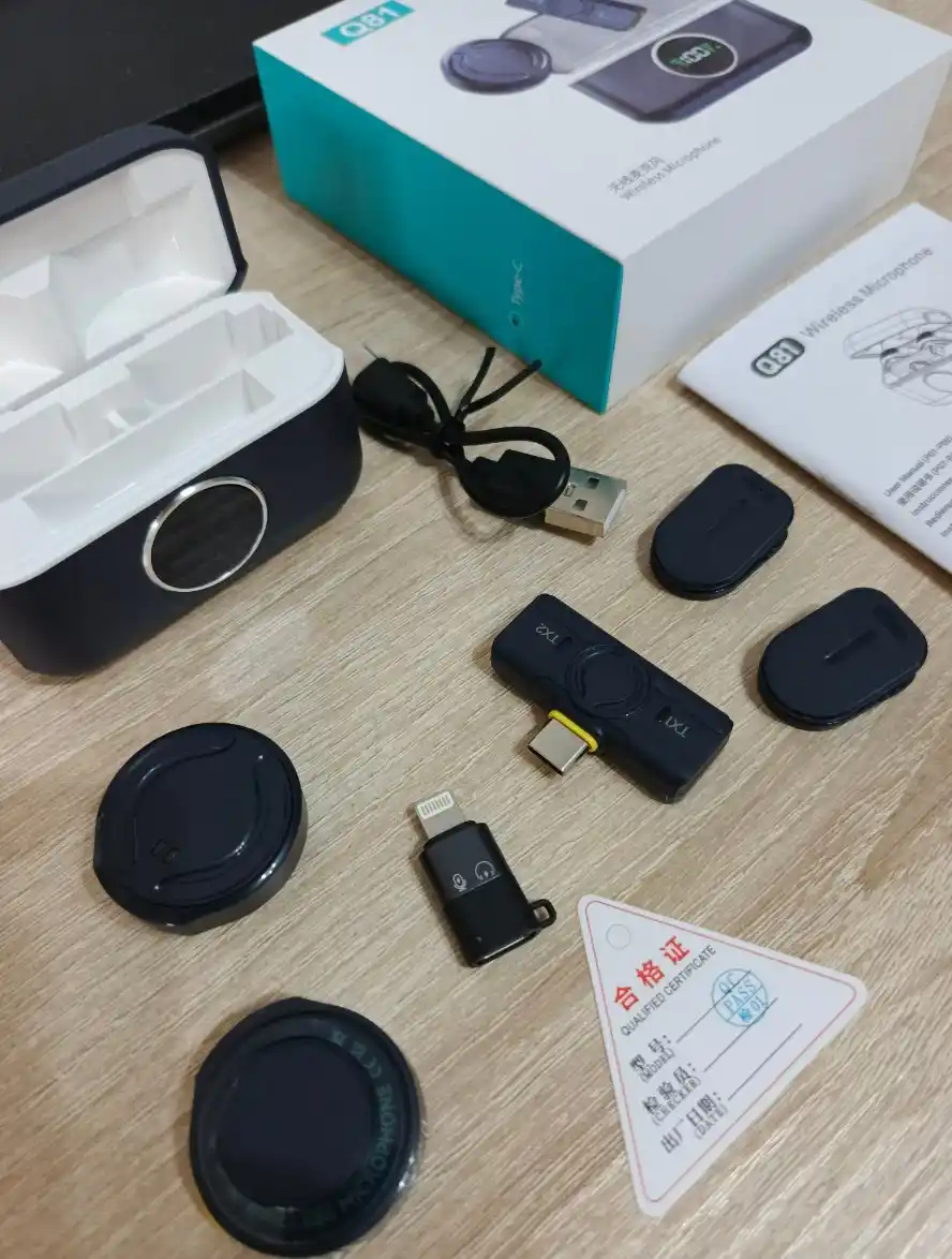 IPhone,Android uchun simsiz petlitsali mikrofon,har tomonlama yo‘naltirilgan,kondensatorli 