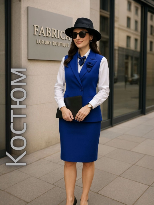 Костюм жилет с юбкой, женский, офисный