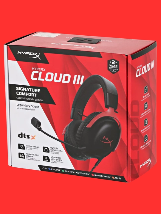 Игровая проводная гарнитура HyperX Cloud III с DTS:X и 53 мм динамиками, с шумоподавлением