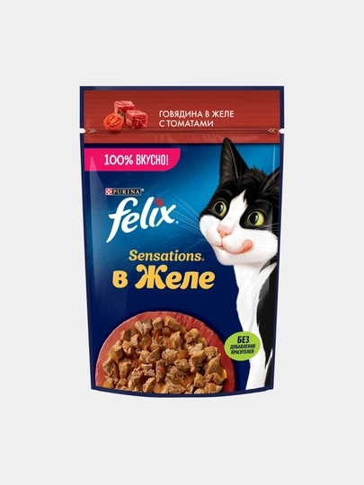 Влажный корм для кошек Felix Sensations, двойная начинка, разные вкусы, 75 г