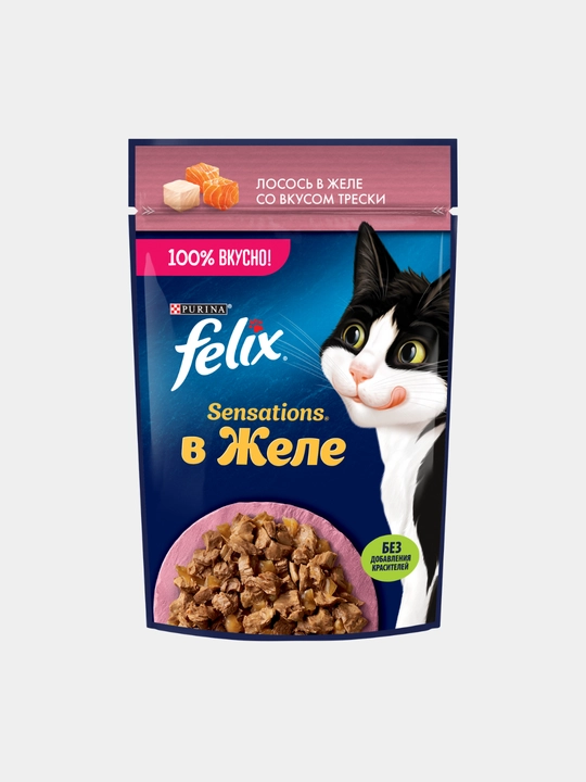 Влажный корм для кошек Felix Sensations, двойная начинка, разные вкусы, 75 г