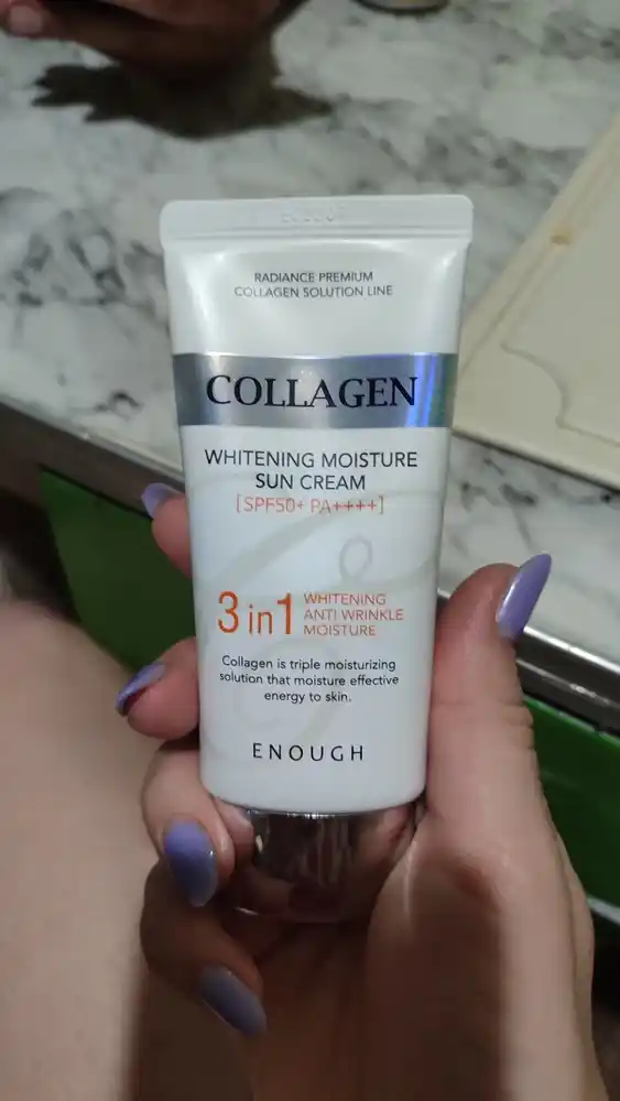 Quyoshdan himoya kremi Enough 3 in 1 Whitening Sun Cream SPF50/PA+ kollagen bilan, 50 ml
