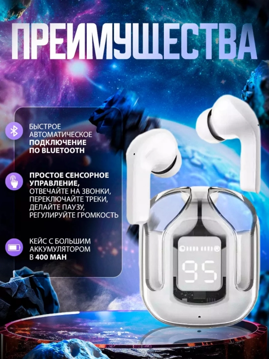 Simsiz quloqchilar Air31, displeyli, mikrofonli va shovqinni kamaytiradi