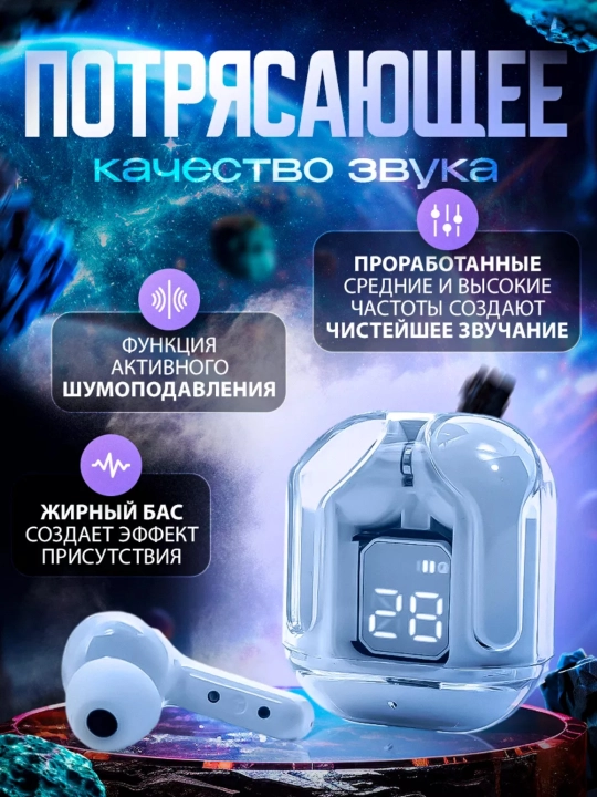 Simsiz quloqchilar Air31, displeyli, mikrofonli va shovqinni kamaytiradi