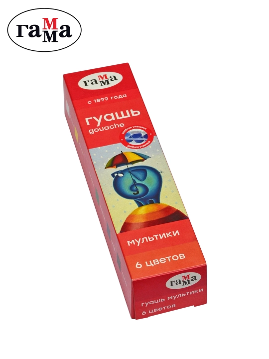 Guash Gamma "Multfilmlar", 6 rang, 15 ml, blokli idishlar, karton quti, 100222-6 - 