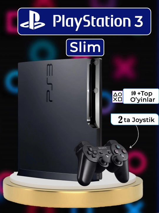 Игровая консоль PS3 Sony Playstation 3 SLIM с играми, 2 джойстика - 