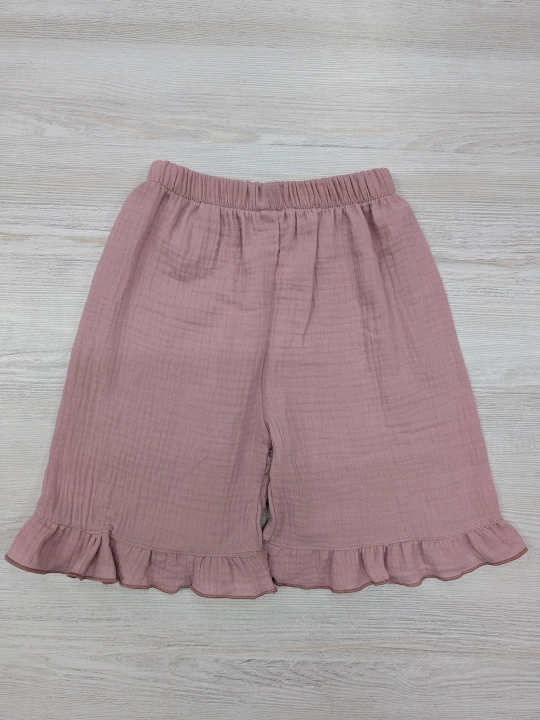1 yoshdan 6 yoshgacha bo‘lgan qizlar uchun gul bosilgan yozgi to‘plam, muslin
