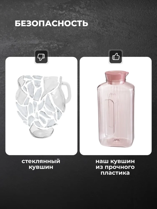 Кувшин, графин для воды и напитков, с крышкой 