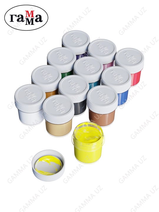 Gouache gamma "Yosh rassom yangi", 12 rang, 17,5 ml, karton, 221008
