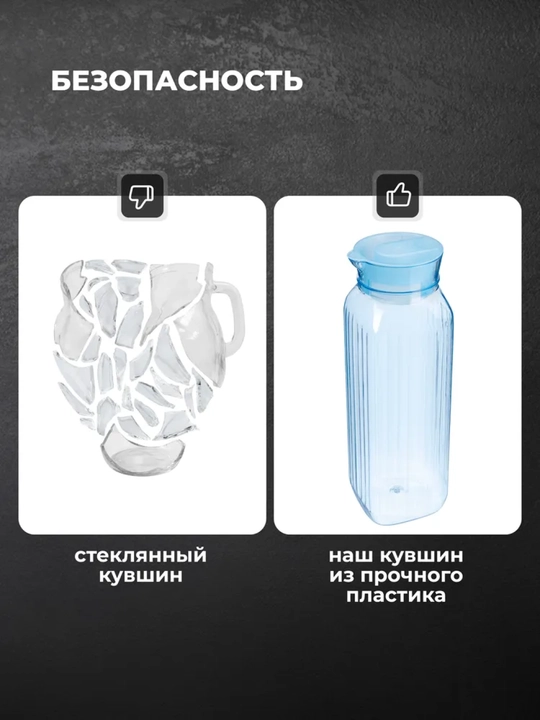 Suv va ichimliklar uchun grafin, kuvshin, qopqoqli 