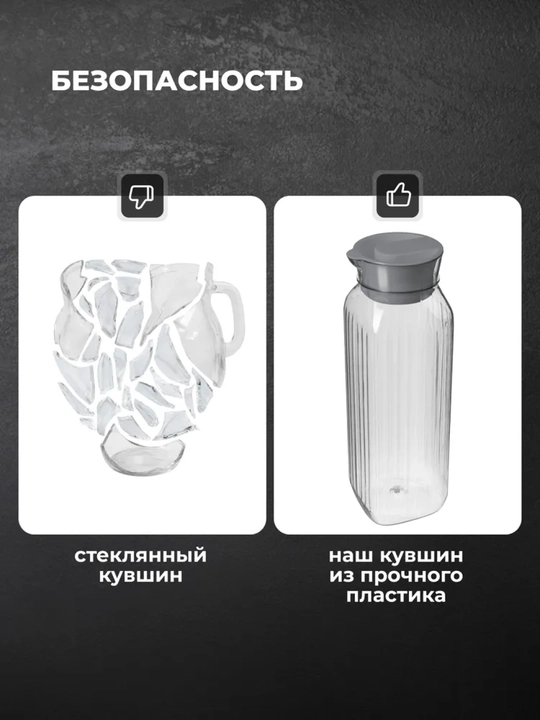 Suv va ichimliklar uchun grafin, kuvshin, qopqoqli 