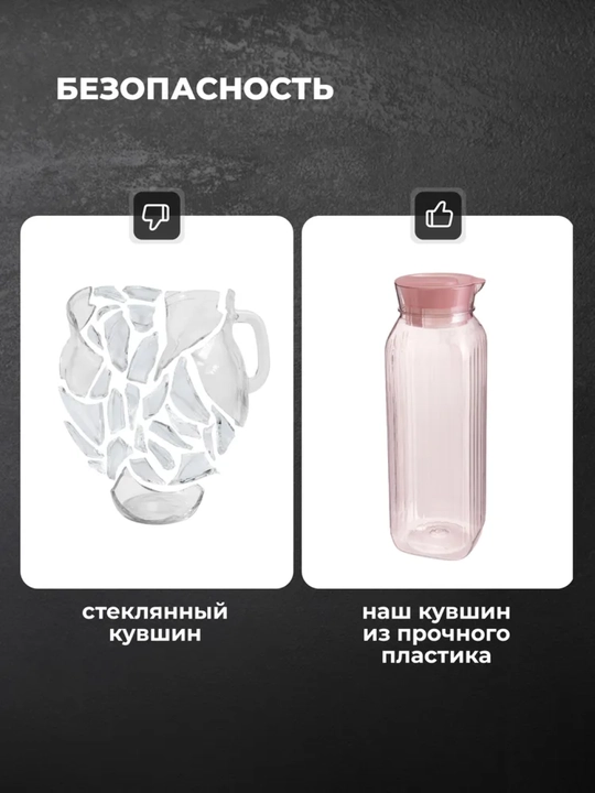 Suv va ichimliklar uchun grafin, kuvshin, qopqoqli 