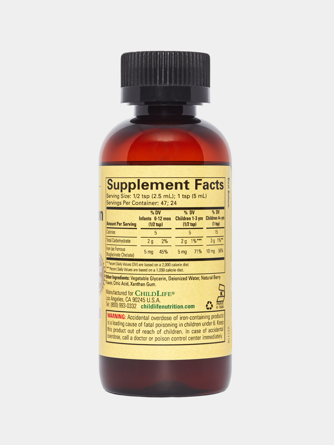 ChildLife Essentials, Liquid Iron (Жидкое железо) с натуральным ягодным вкусом, 118 мл