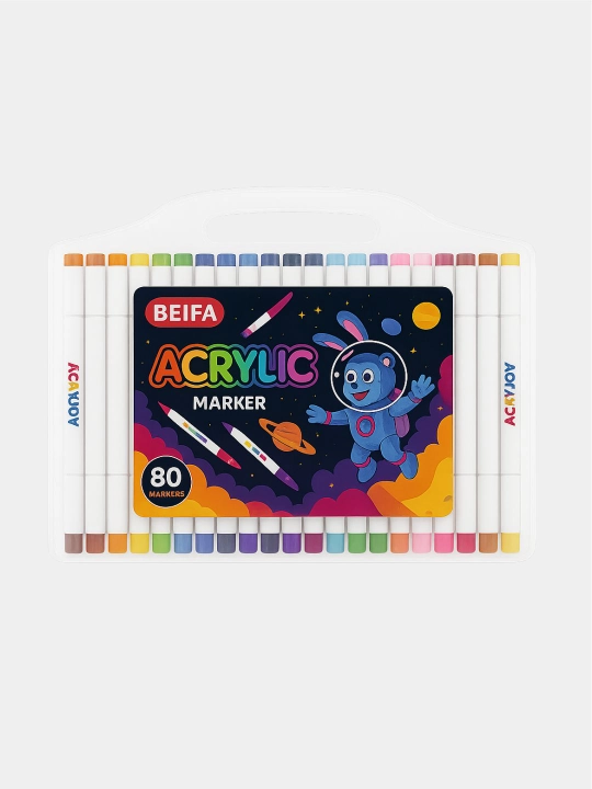 Akril markerlar to'plami, BEIFA, PY-921, 12, 24, 36, 48, 60 va 80 ranglar - 