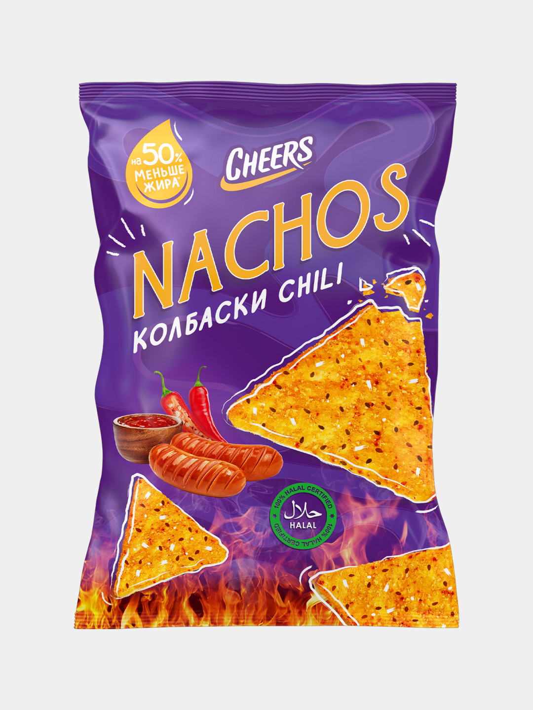 Кукурузные чипсы Cheers Nachos», со вкусом "Колбаски Chili", 130 гр - 
