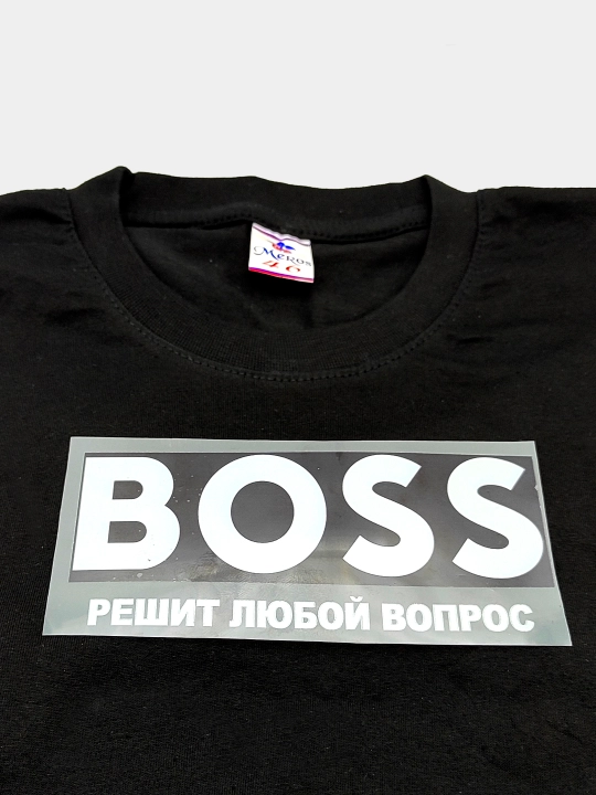 DTF наклейка на одежду BOSS решит любой вопрос, 15*15