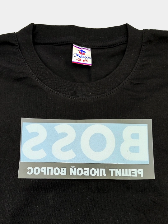 DTF наклейка на одежду BOSS решит любой вопрос, 15*15