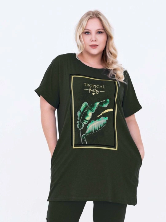 Ayollar uy kastyumi, 100% paxta, bridjli va cho'ntakli pijama to‘plami