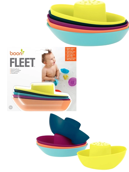 Набор игрушек для ванны Boon: кит CHOMP, шестерёнки COGS, лодочки FLEET, 12+ мес