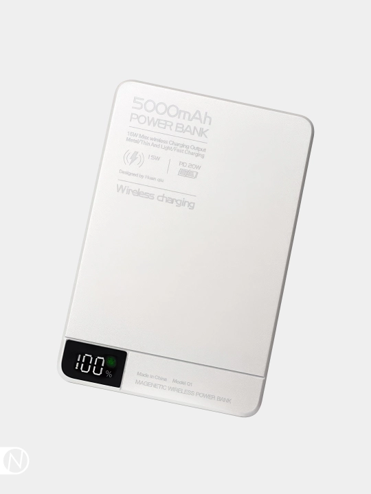 Simsiz tashqi akkumulyator MagSafe Power Bank, yupqa va zaryad ko'rsatkichi bilan