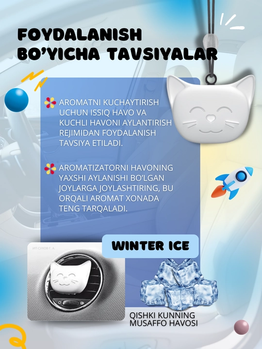 Avtomobil aromatizatori Dr. Marcus Cosmic Cat, oynaga yoki deflektorga osiladigan