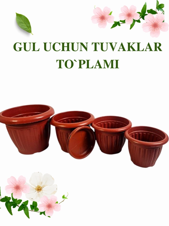 1 ta jamlanmada 4 ta gul tuvagi, 50 l, 30 l, 20 l va 12 litr - 
